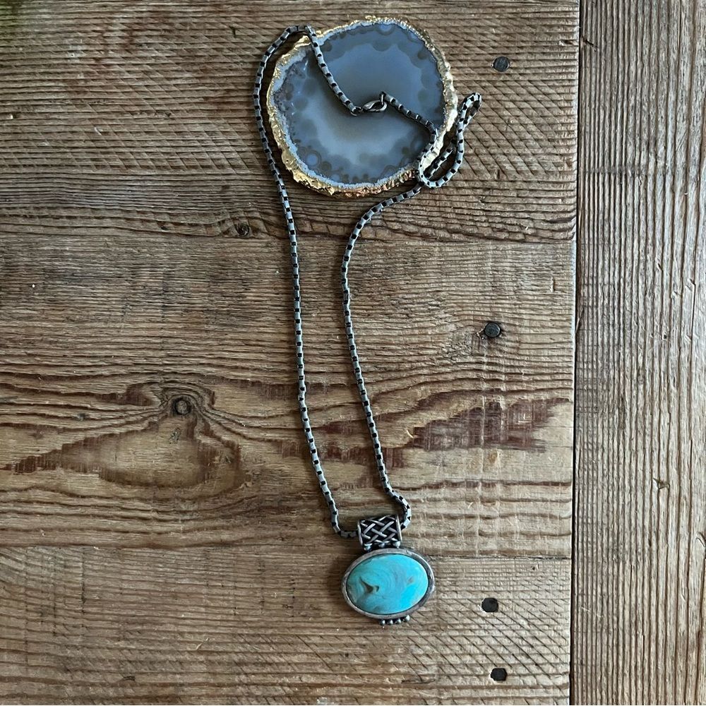 Turquoise Silver Pendant Necklace